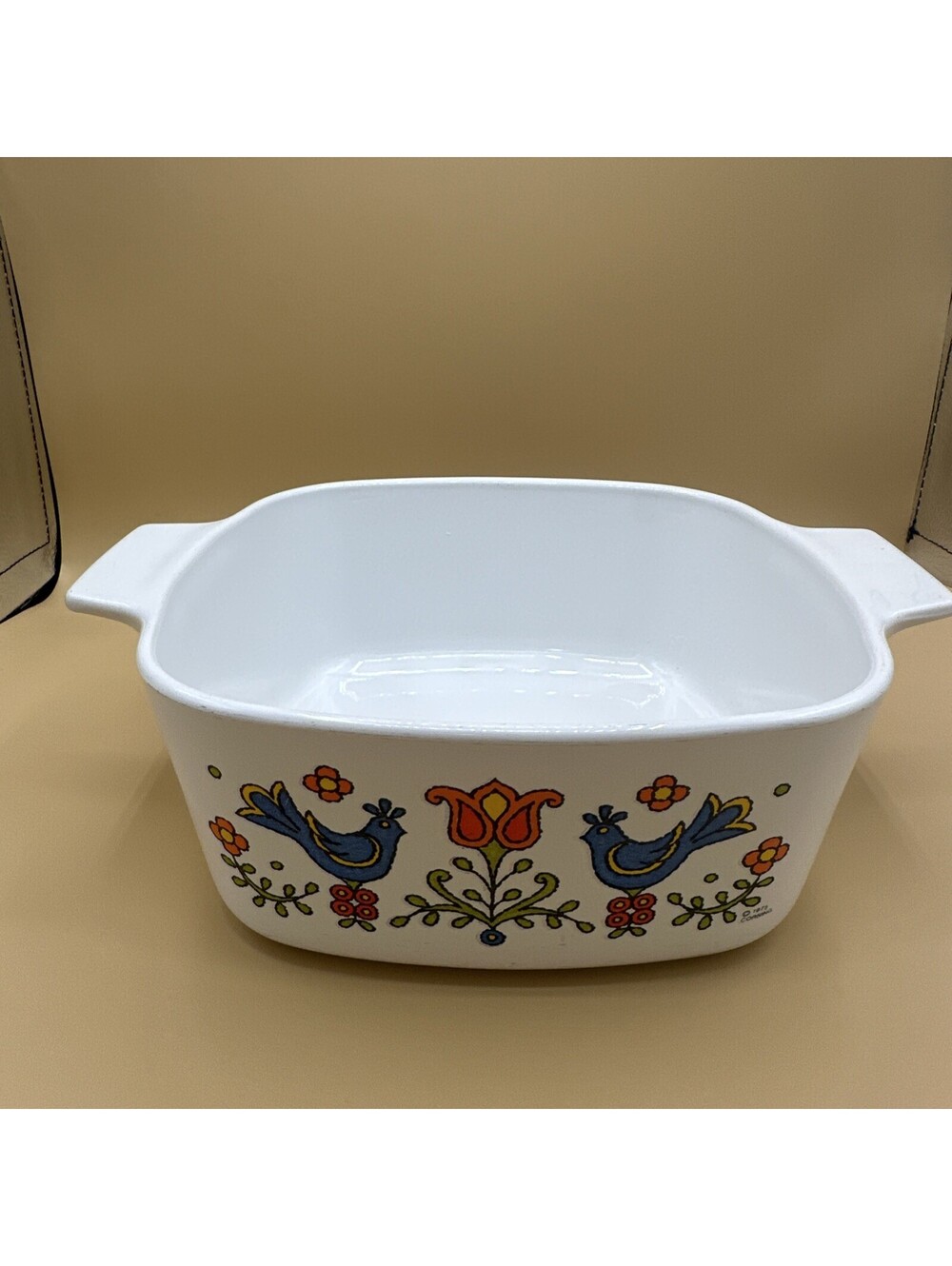 VTG 1970's Corning Ware A-1-1/2-B Country Festival Blue Birds Casserole 1.5 Qt